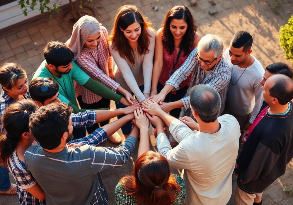 Hands joined together in unity